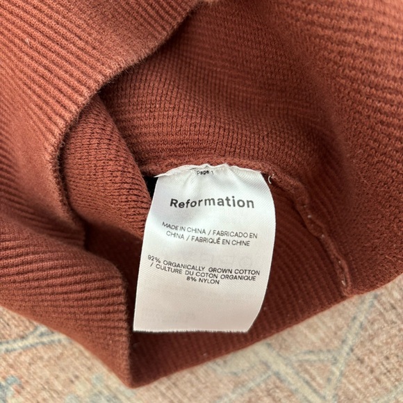 Reformation Brown Tea Ribbed Cropped Sweater Tank Sz S - Picture 5 of 6
